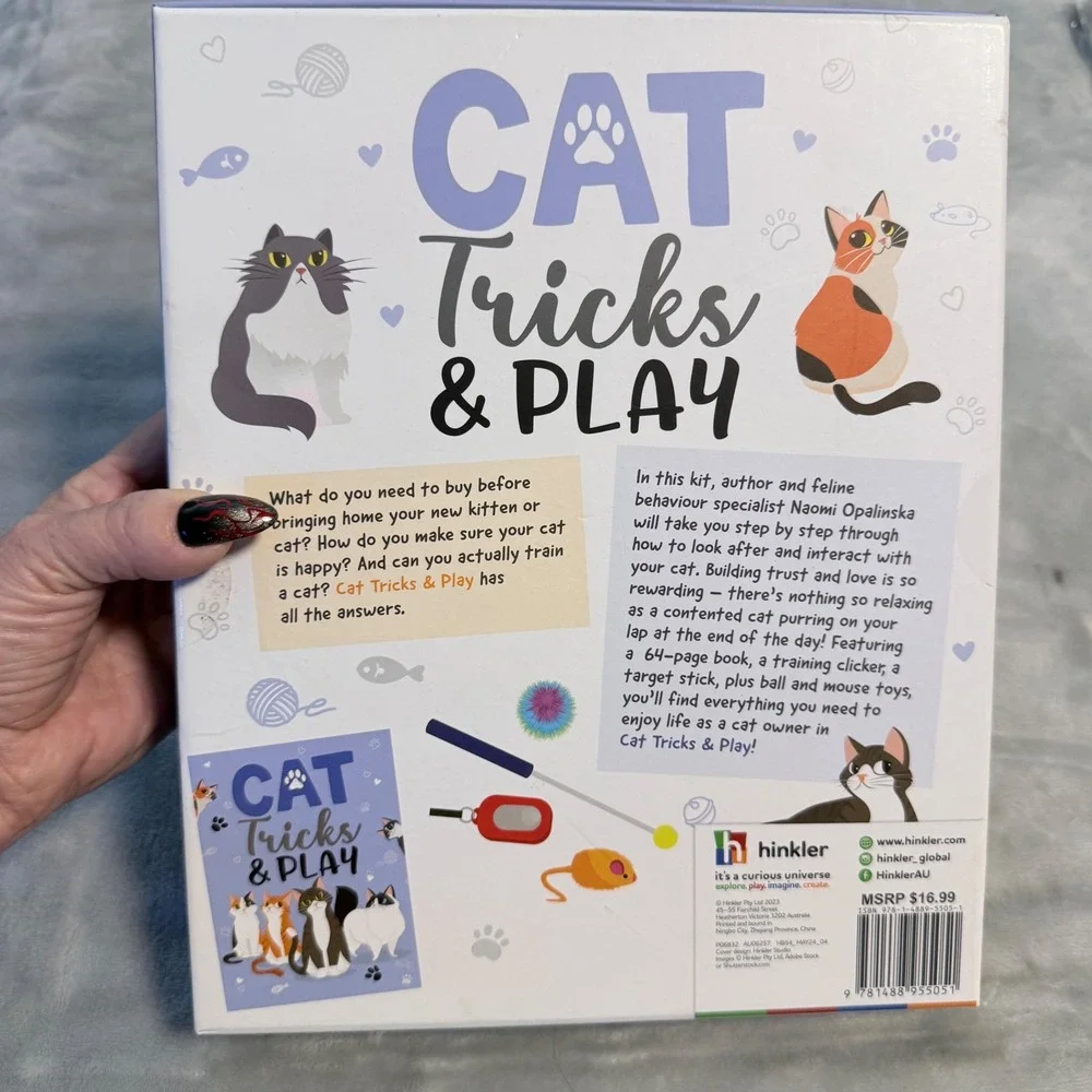 Hinkler Cat Tricks & Play Kit New Sealed Clicker Target Stick Cat Toys Book